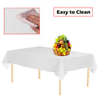 Plastic Tablecloth and Satin Table Runner Set - White & Navy