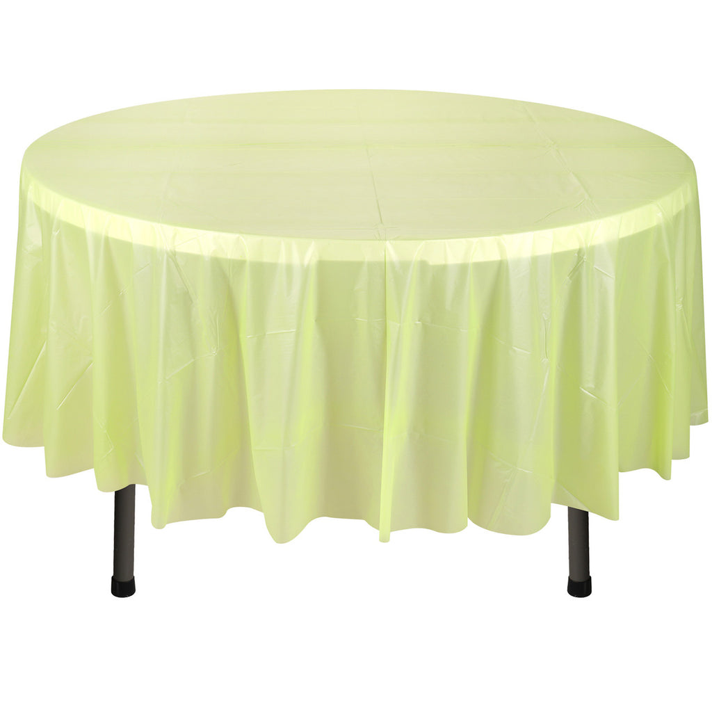 84" Plastic Round Tablecloth - Apple Green