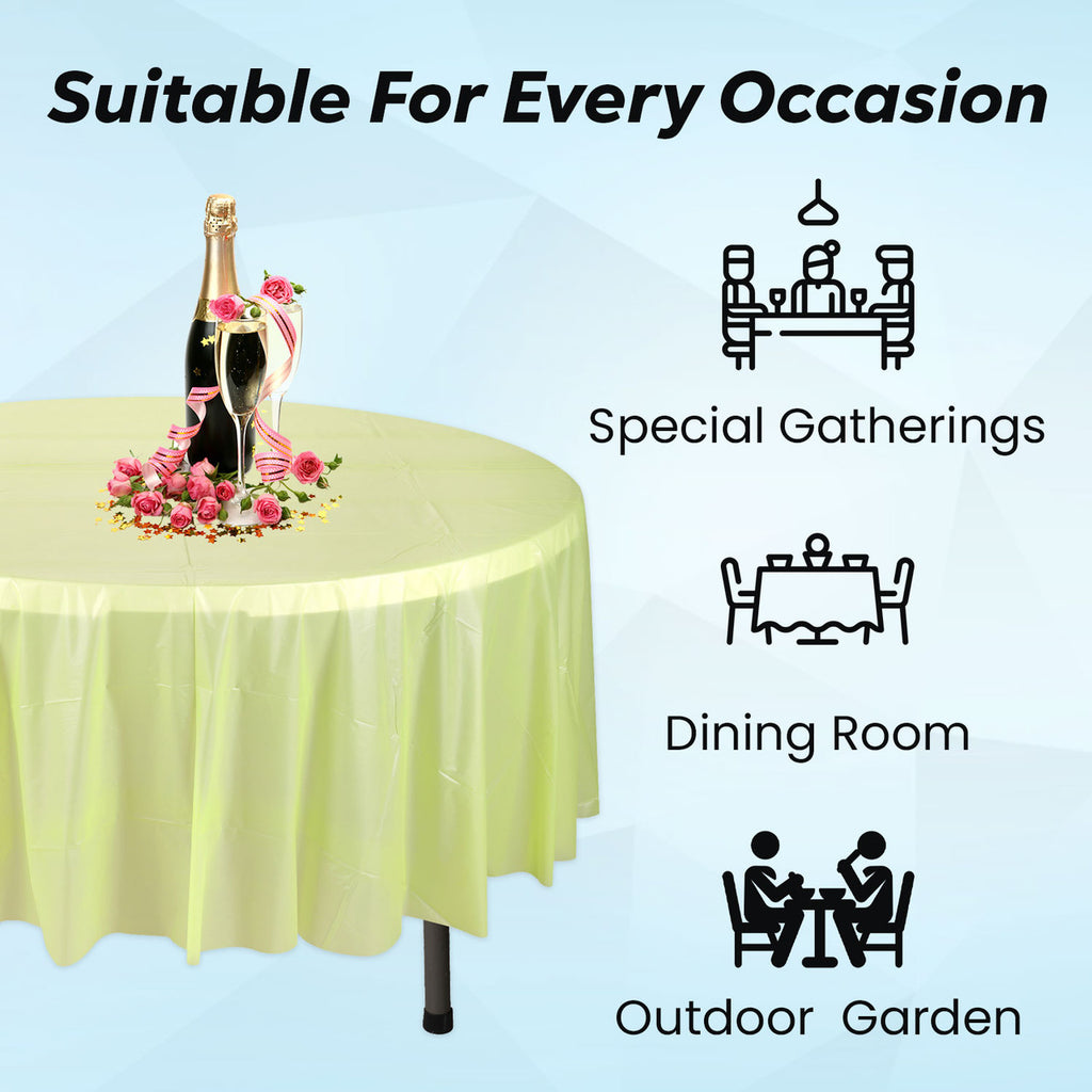 84" Plastic Round Tablecloth - Apple Green