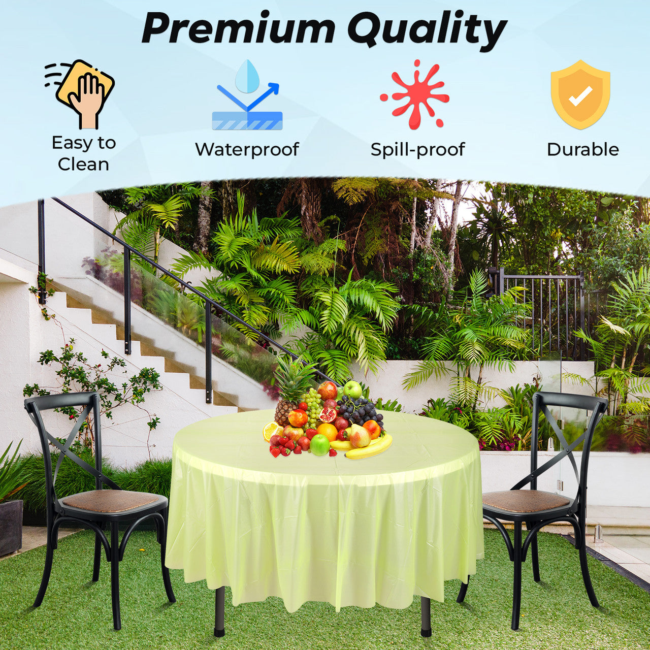 84" Plastic Round Tablecloth - Apple Green