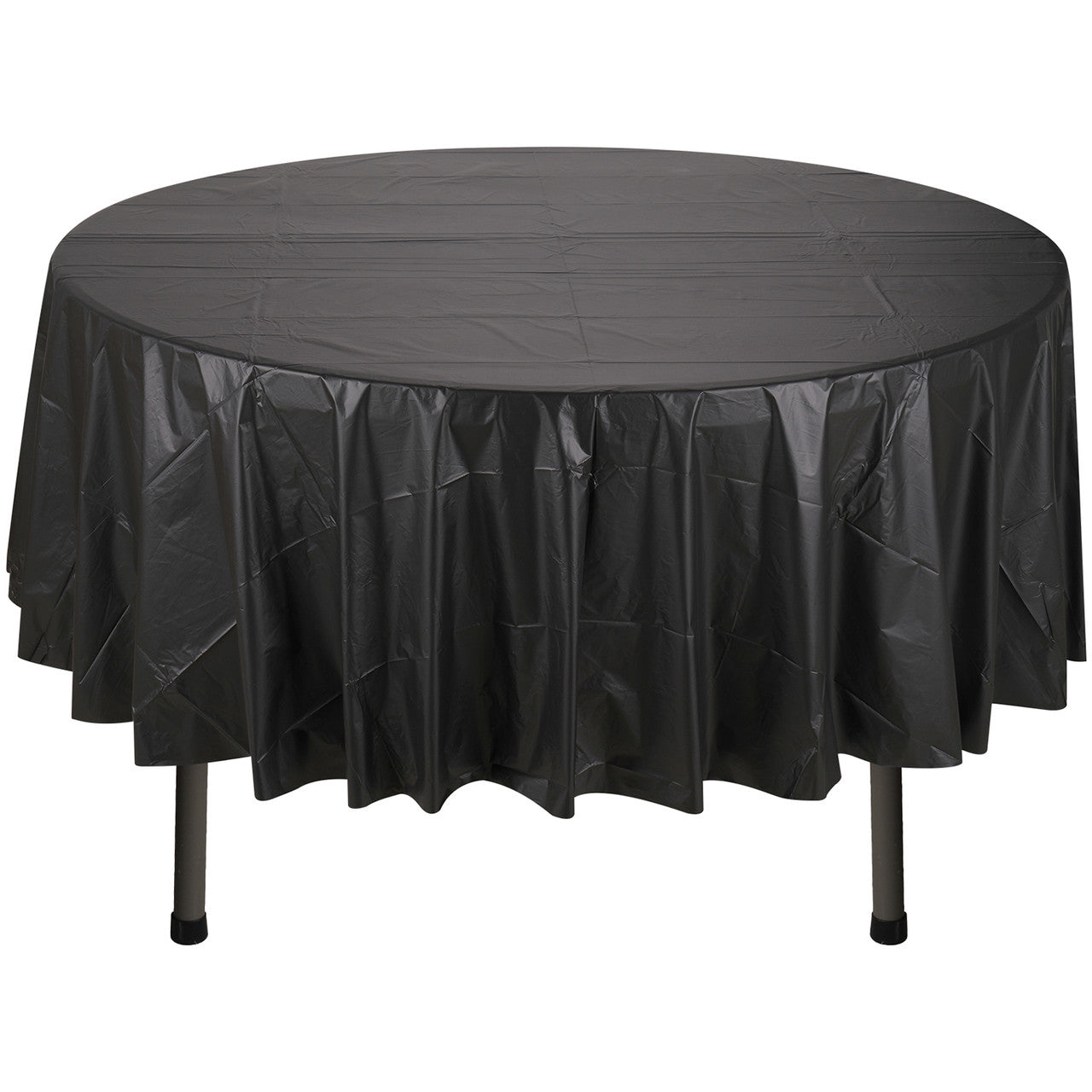 84" Plastic Round Tablecloth - Black