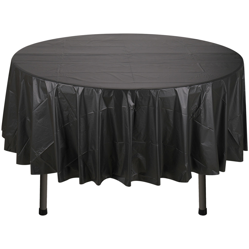84" Plastic Round Tablecloth - Black