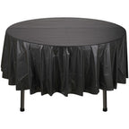 84" Plastic Round Tablecloth - Black
