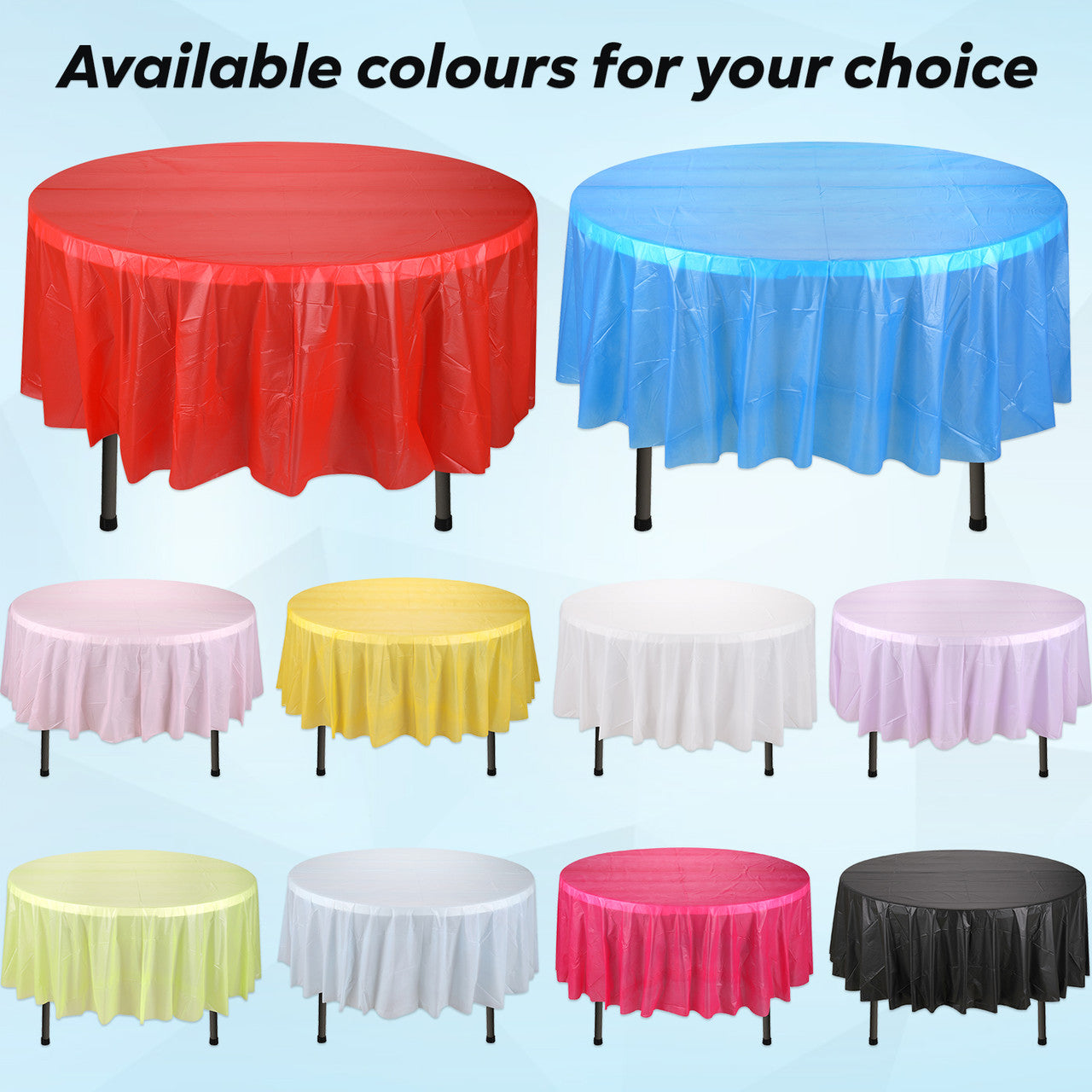 84" Plastic Round Tablecloth - Black