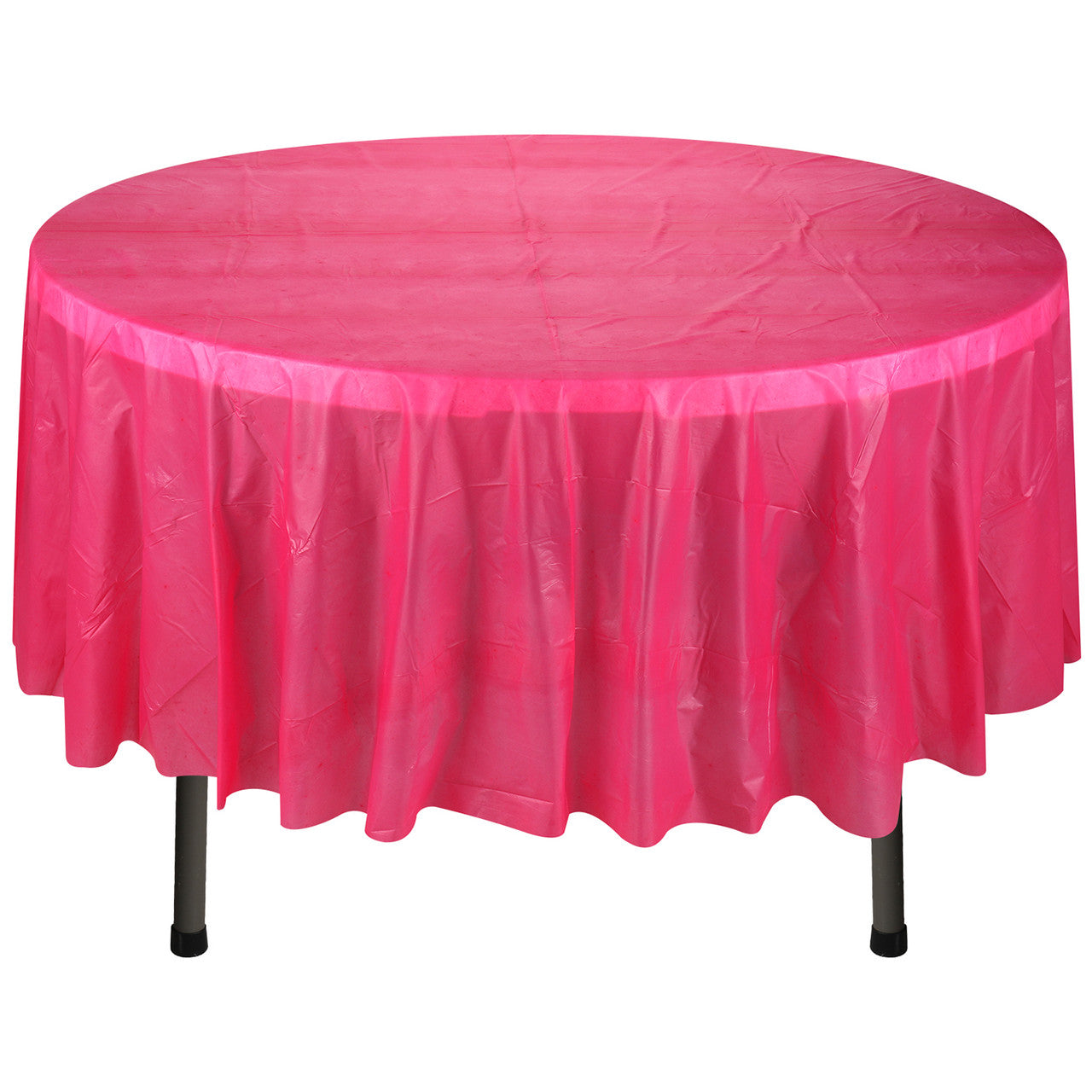 84" Plastic Round Tablecloth - Hot Pink