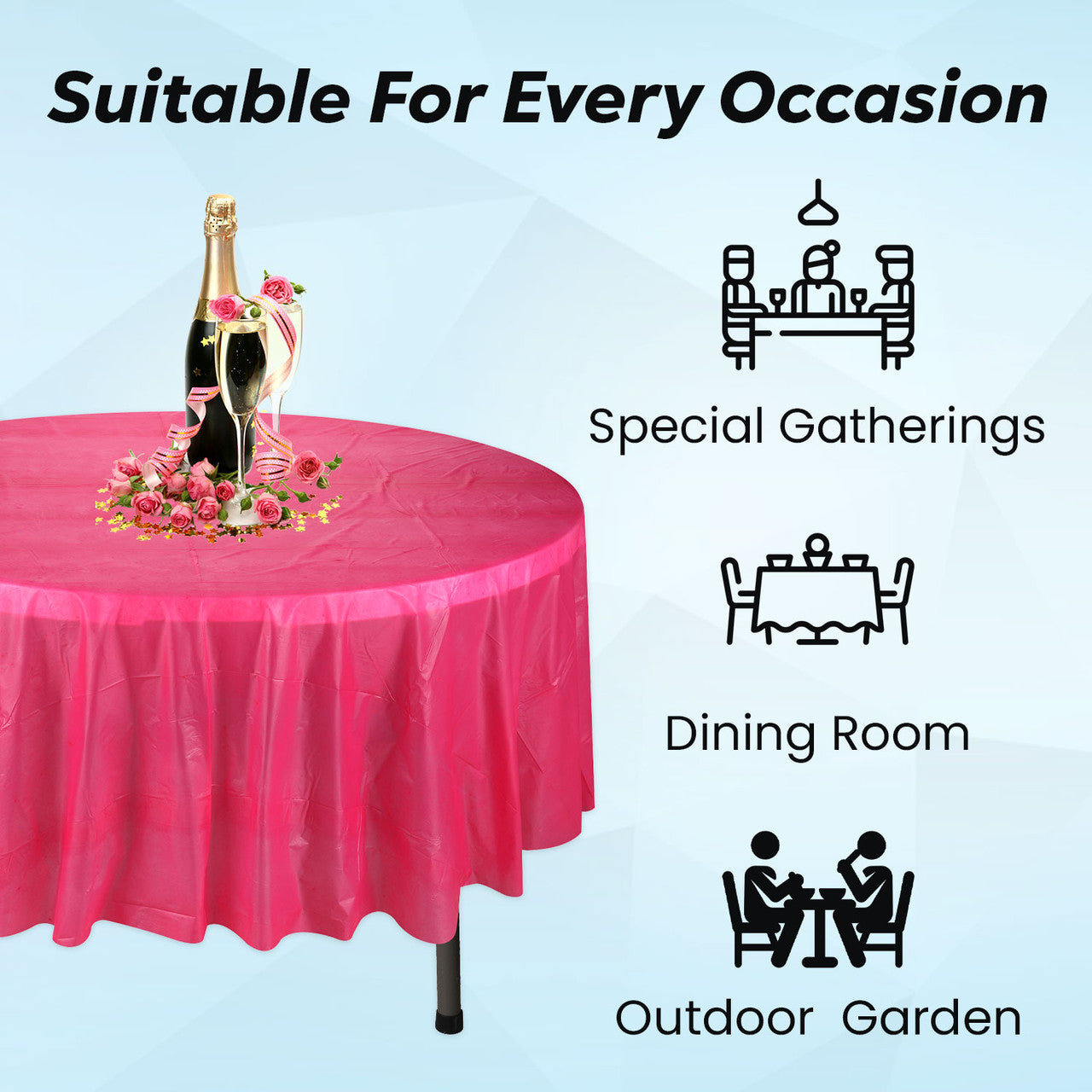 84" Plastic Round Tablecloth - Hot Pink