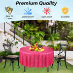 84" Plastic Round Tablecloth - Hot Pink