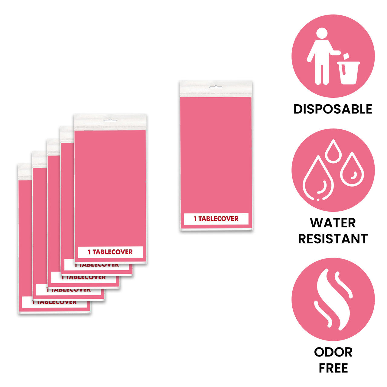 84" Plastic Round Tablecloth - Hot Pink