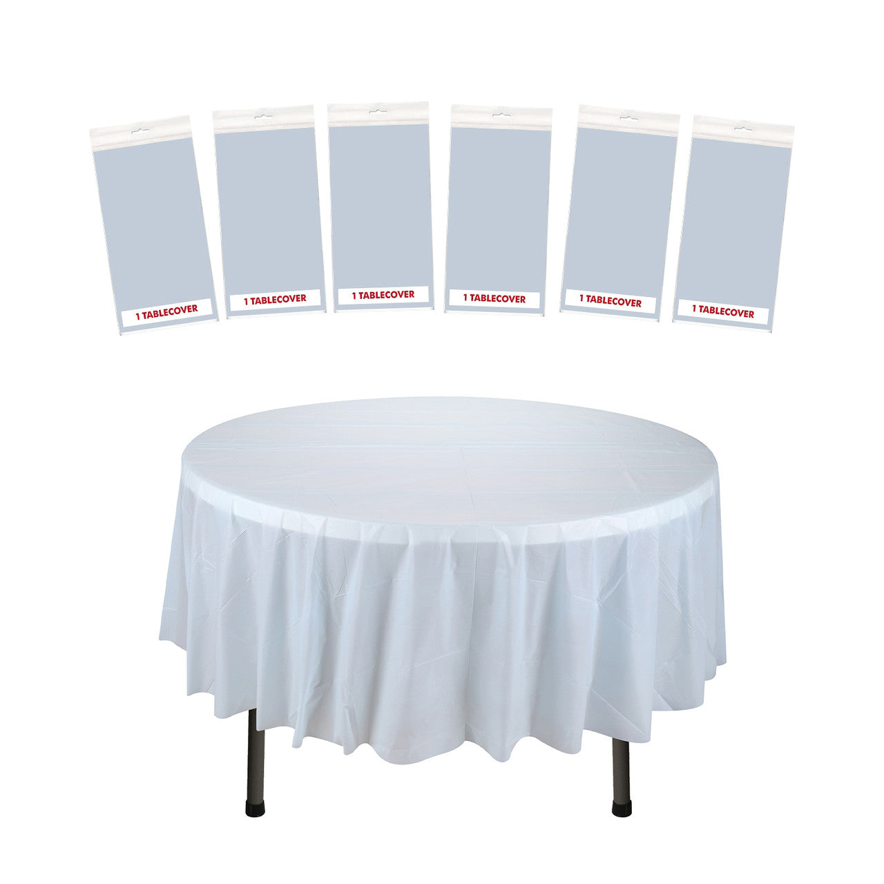 84" Plastic Round Tablecloth - Light Blue