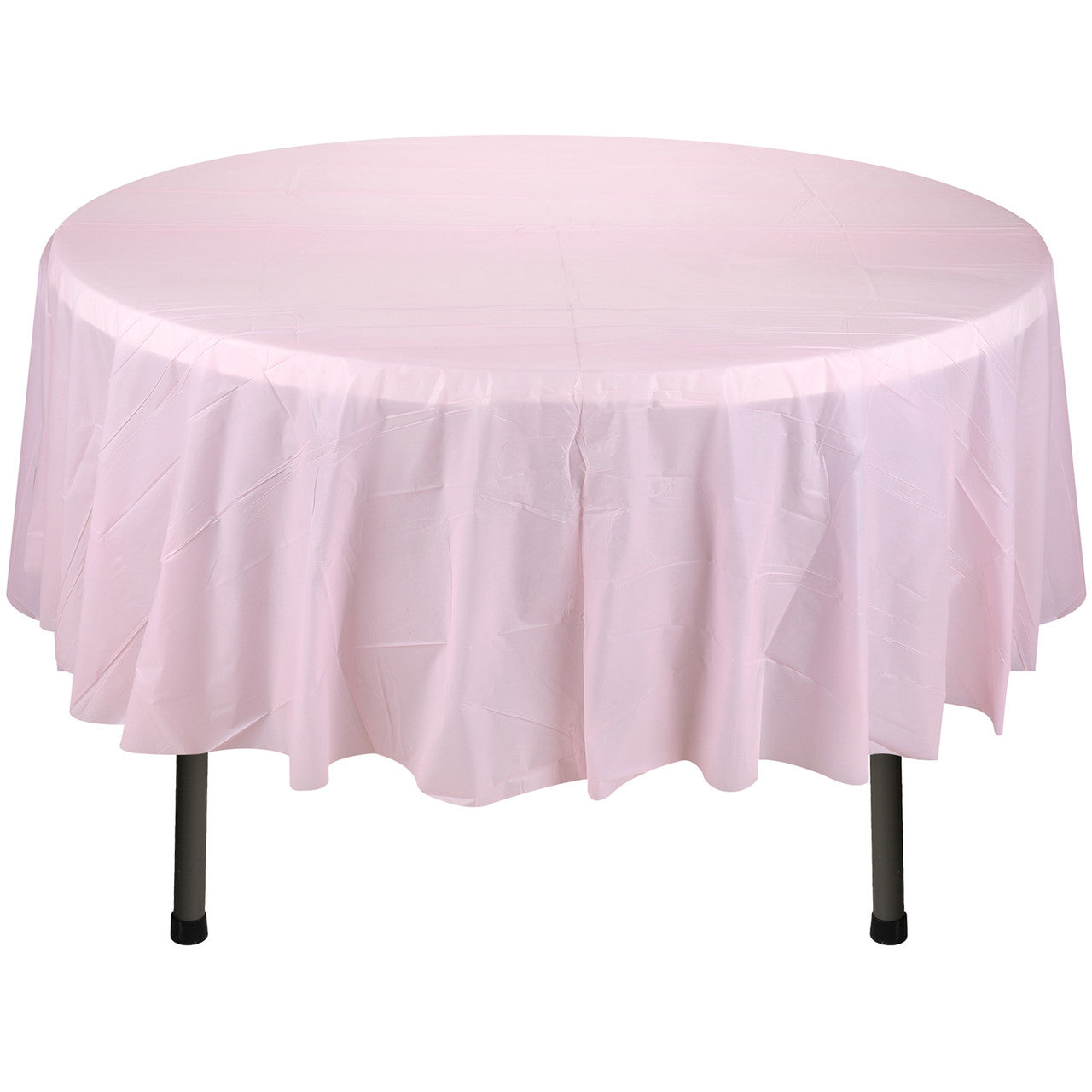 84" Plastic Round Tablecloth - Light Pink