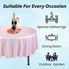 84" Plastic Round Tablecloth - Light Pink