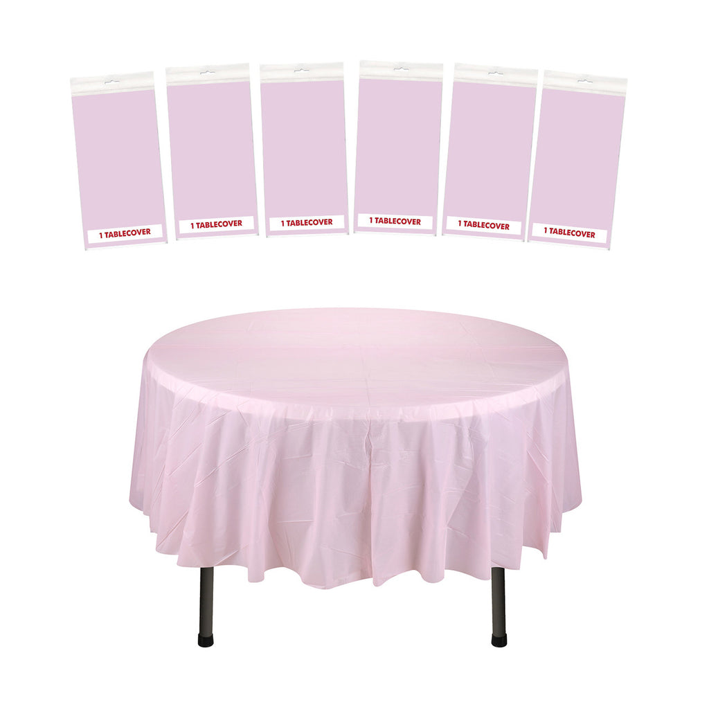 84" Plastic Round Tablecloth - Light Pink
