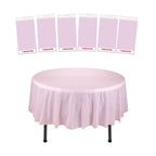 84" Plastic Round Tablecloth - Light Pink
