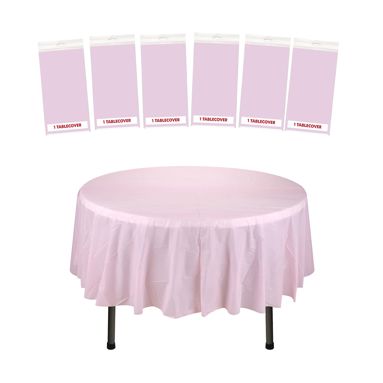 84" Plastic Round Tablecloth - Light Pink