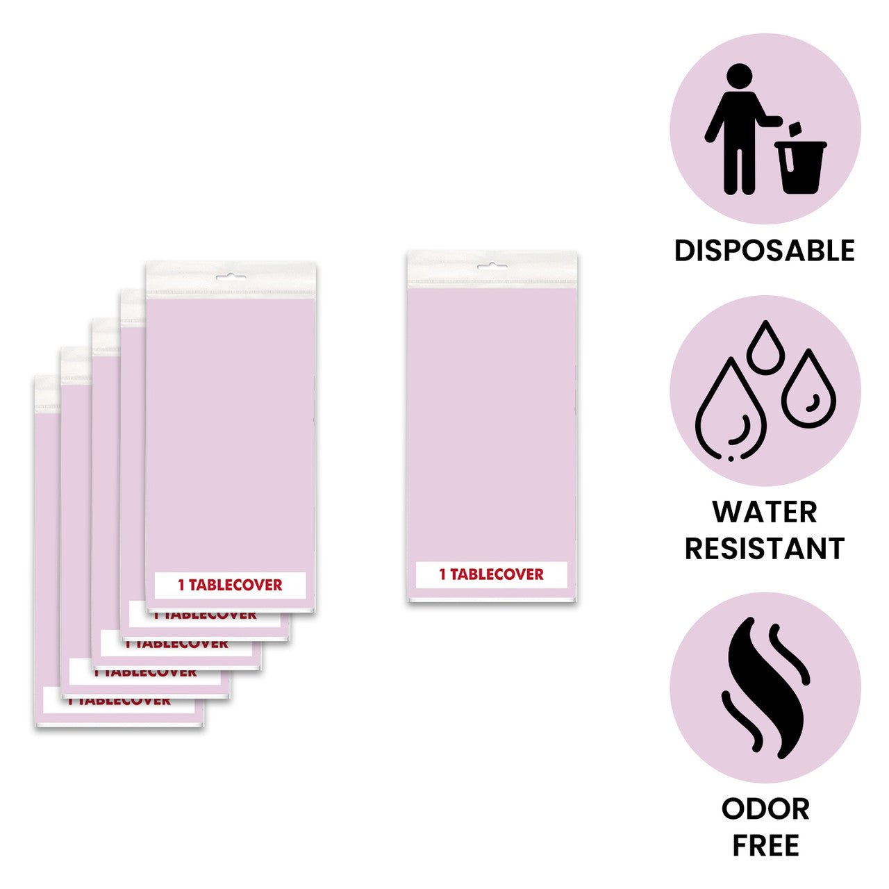 84" Plastic Round Tablecloth - Light Pink