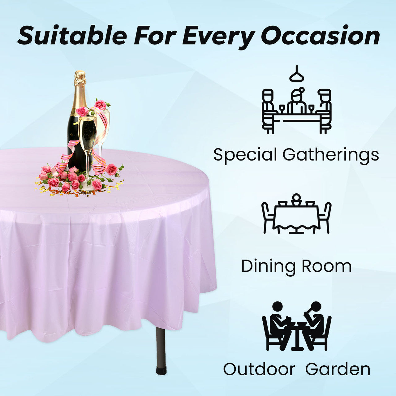 84" Plastic Round Tablecloth - Light Purple