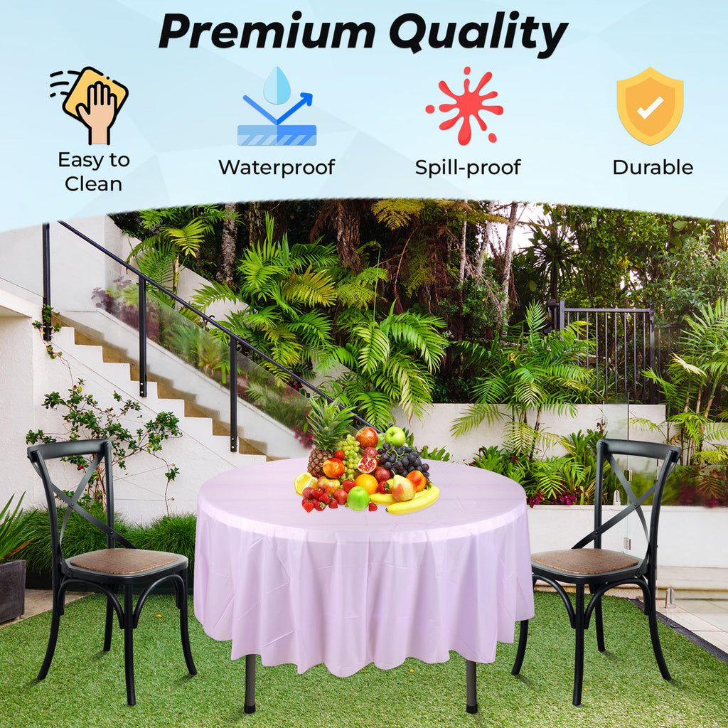 84" Plastic Round Tablecloth - Light Purple