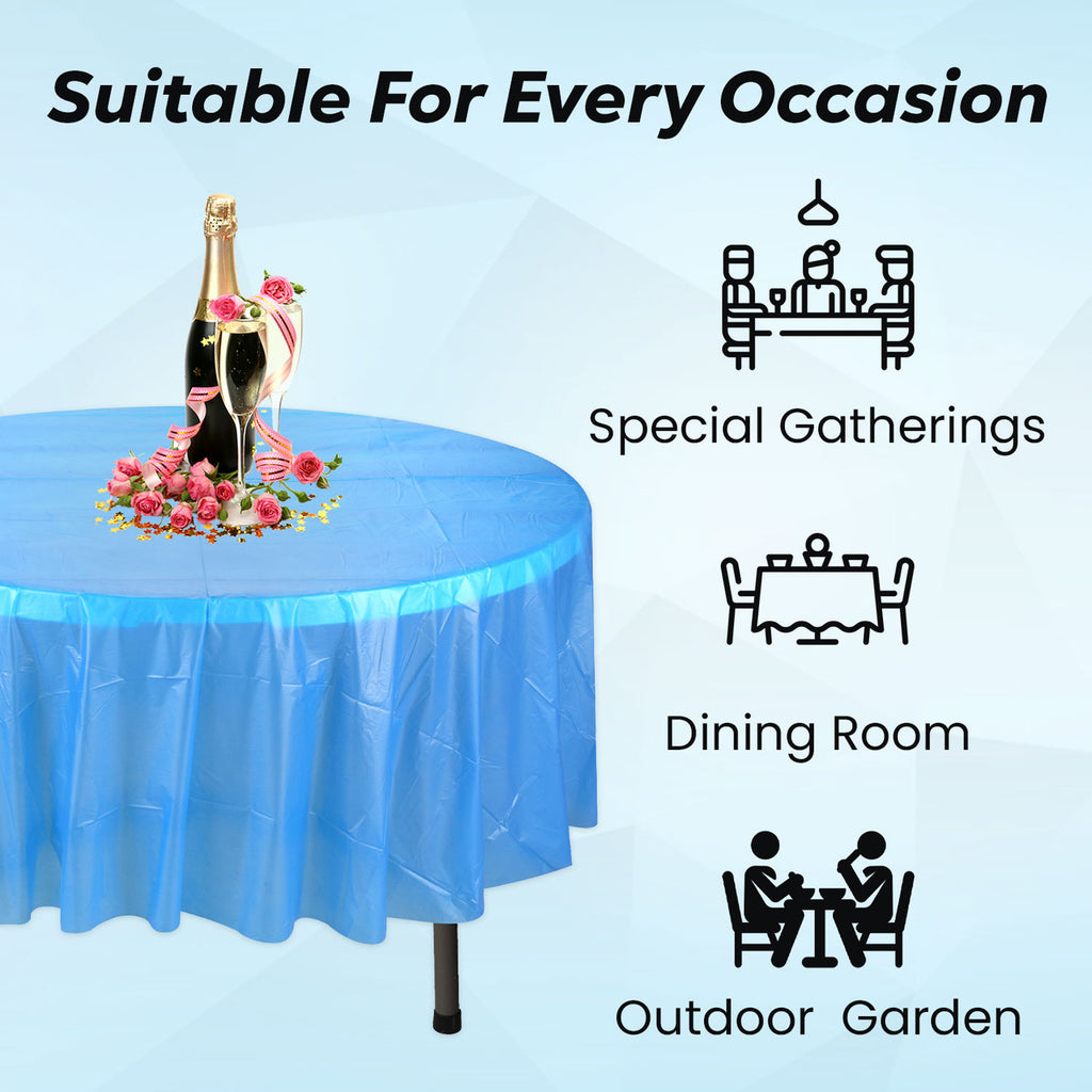 84" Plastic Round Tablecloth - Royal Blue