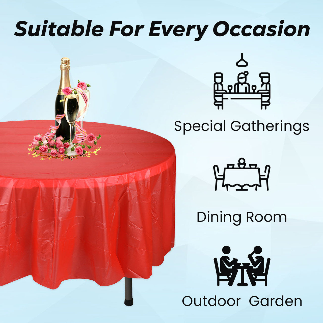 84" Plastic Round Tablecloth - Red