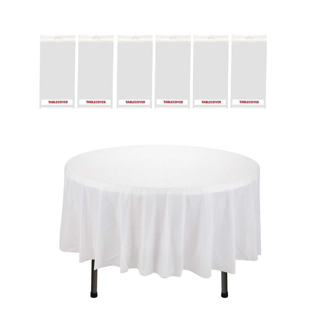 84" Plastic Round Tablecloth - White
