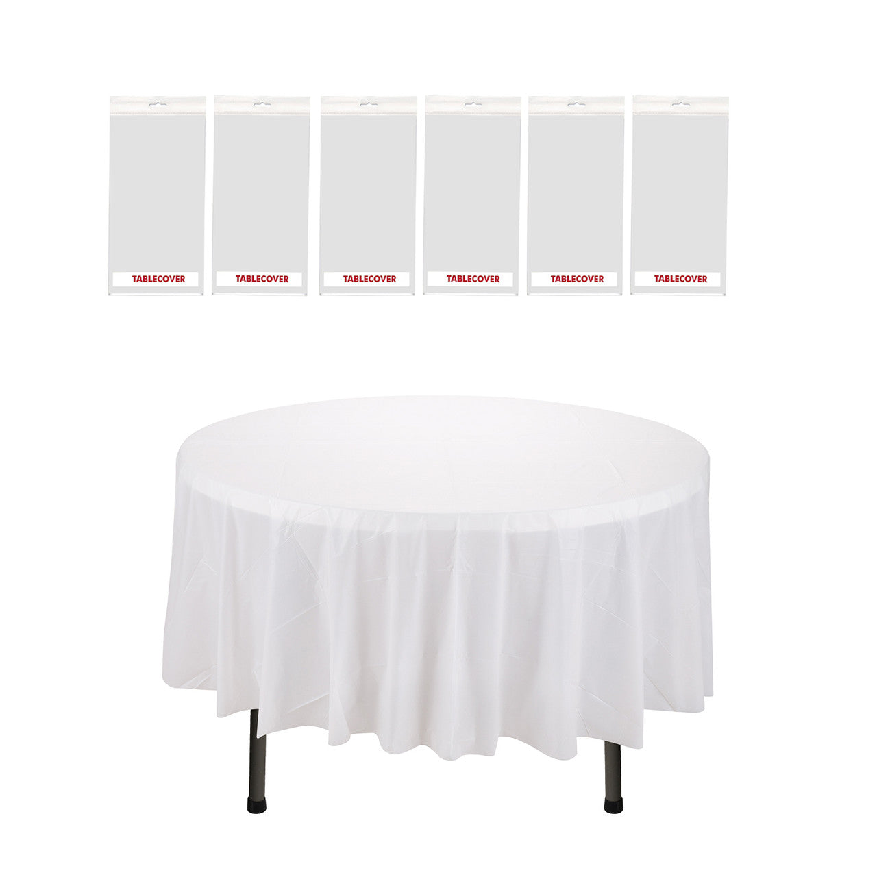 84" Plastic Round Tablecloth - White