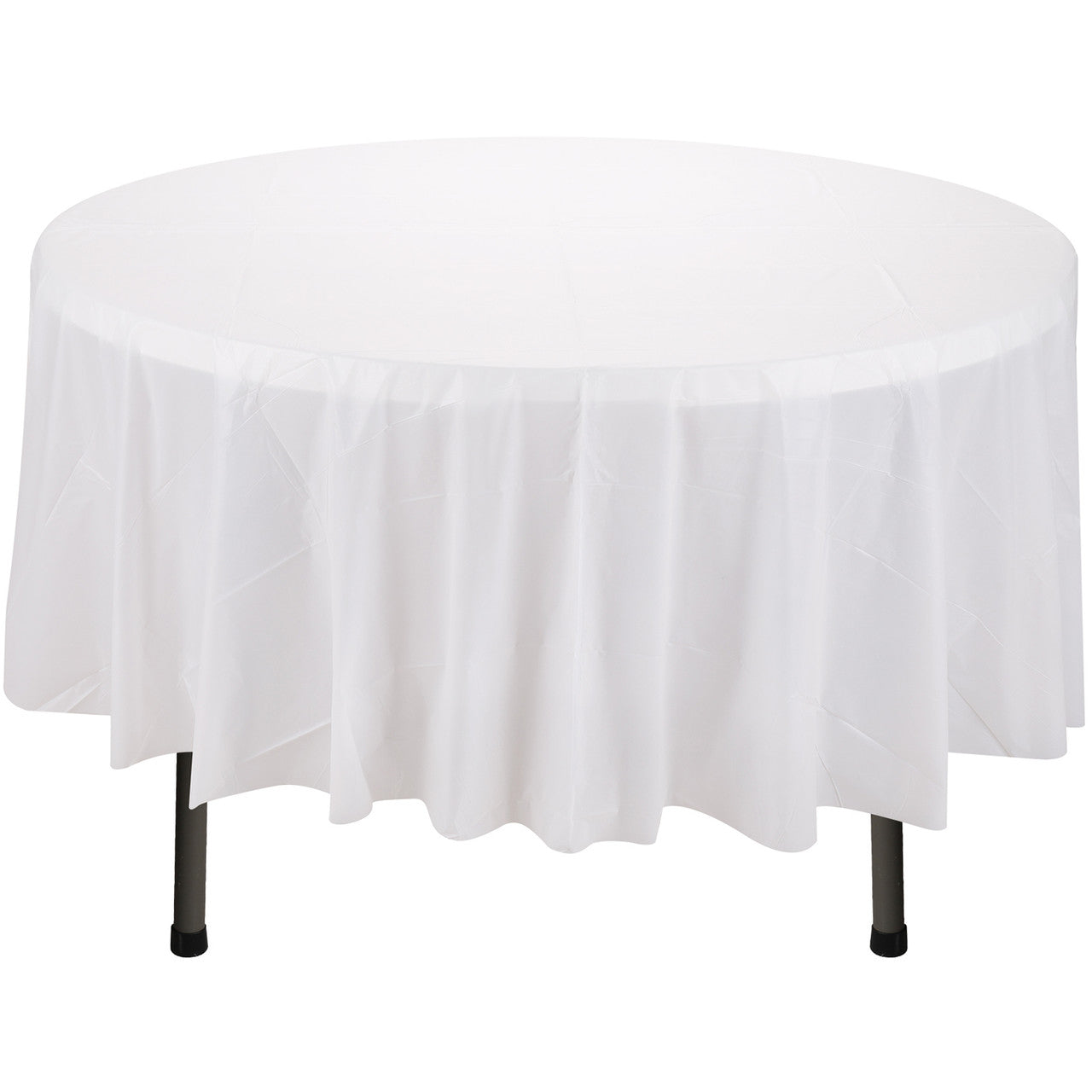 84" Plastic Round Tablecloth - White