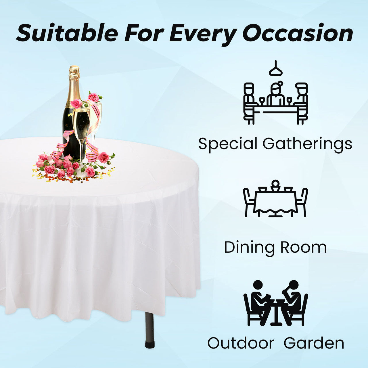 84" Plastic Round Tablecloth - White