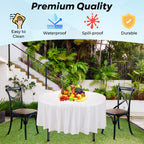 84" Plastic Round Tablecloth - White