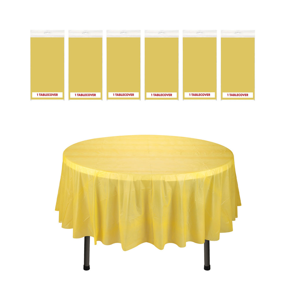 84" Plastic Round Tablecloth - Yellow