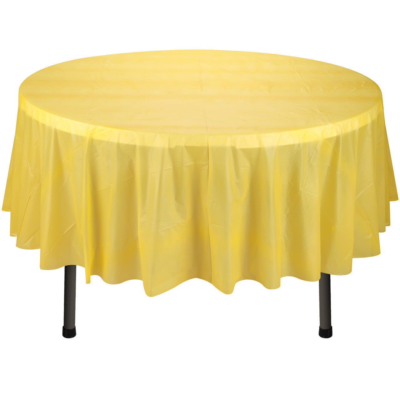 84" Plastic Round Tablecloth - Yellow