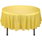 84" Plastic Round Tablecloth - Yellow