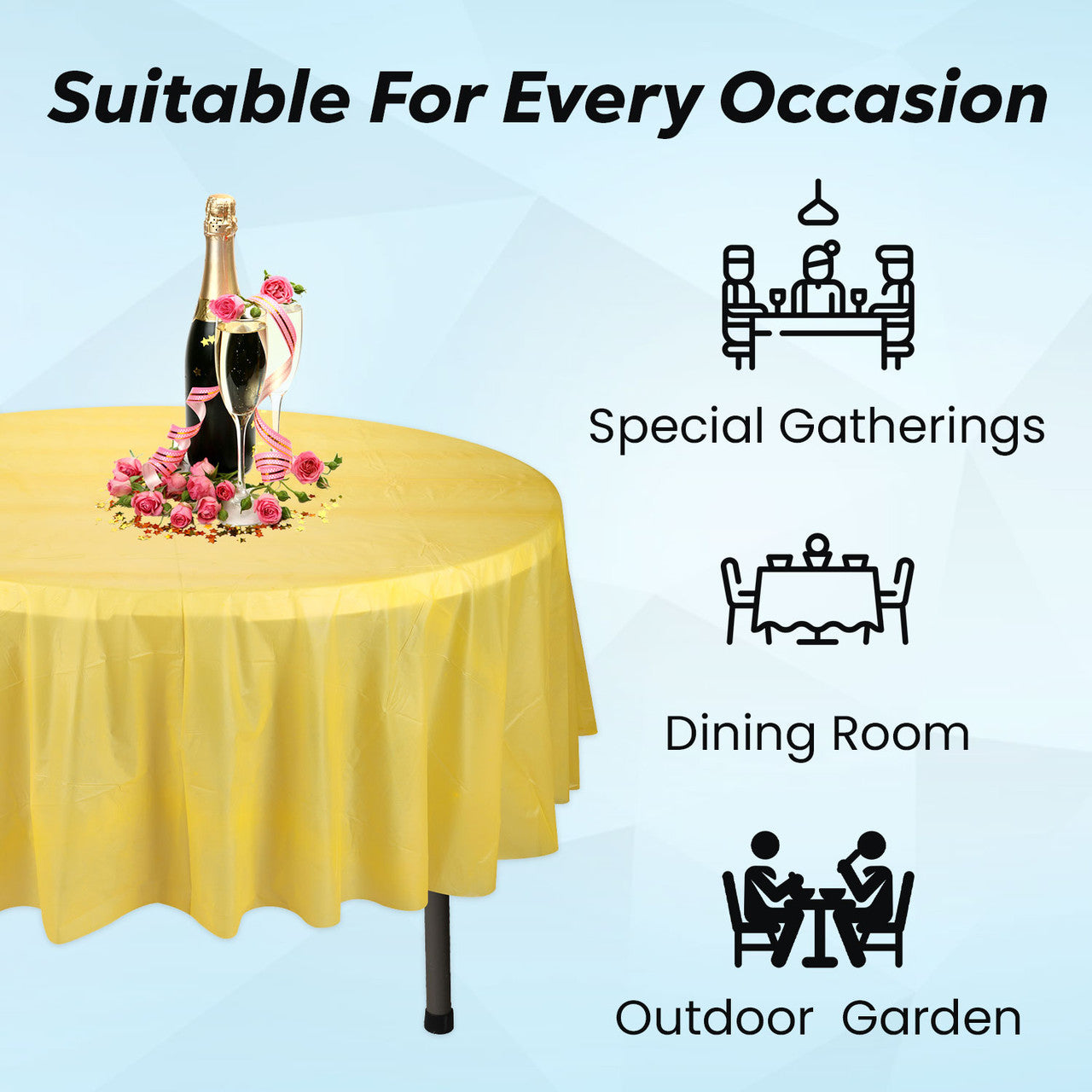 84" Plastic Round Tablecloth - Yellow