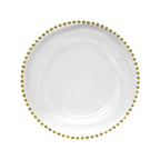 13" Acrylic Charger Plate - Clear With Gold Beads