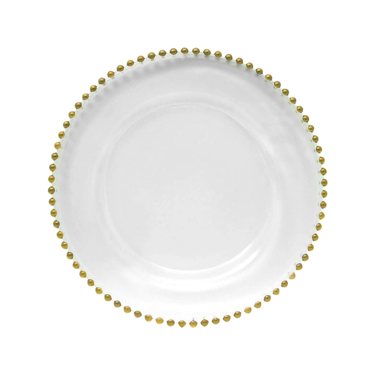 13" Acrylic Charger Plate - Clear With Gold Beads
