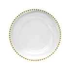 13" Acrylic Charger Plate - Clear With Gold Beads
