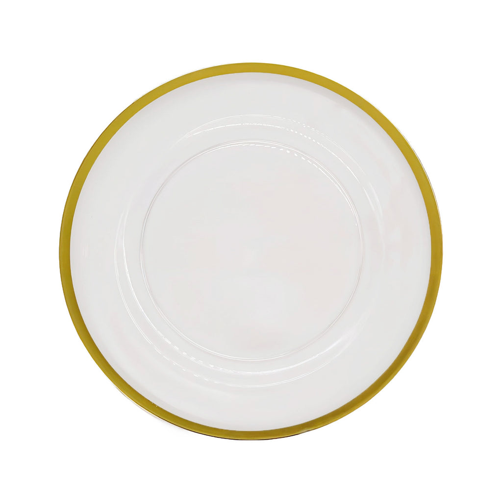 Round Charger Plate - Clear with Gold Trim x 6