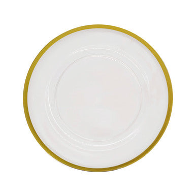 13" Round Charger Plate - Clear with Gold Trim