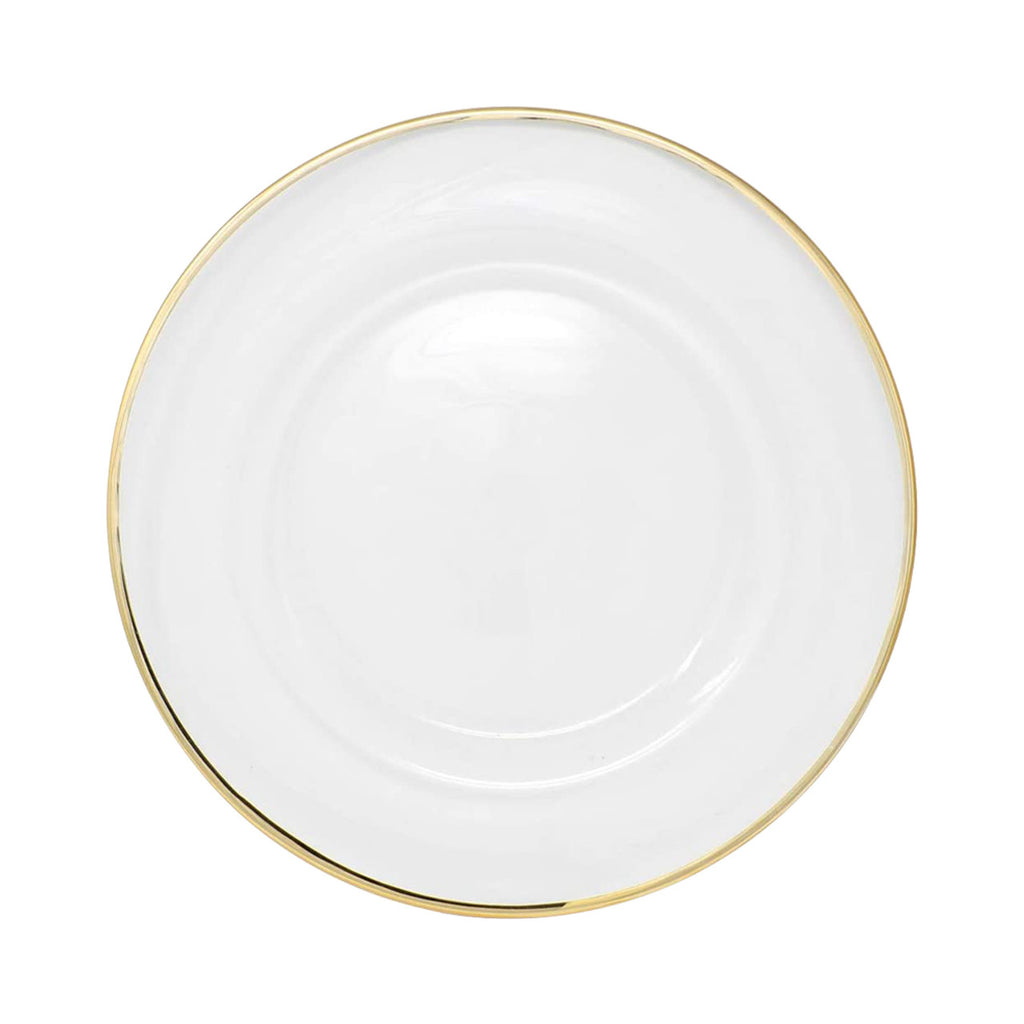 13" Acrylic Charger Plate - Clear with Gold Trim