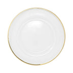 Acrylic Charger Plate - Clear with Gold Trim x 6