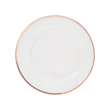 Round Charger Plate - Clear with Rose Gold Trim x 6