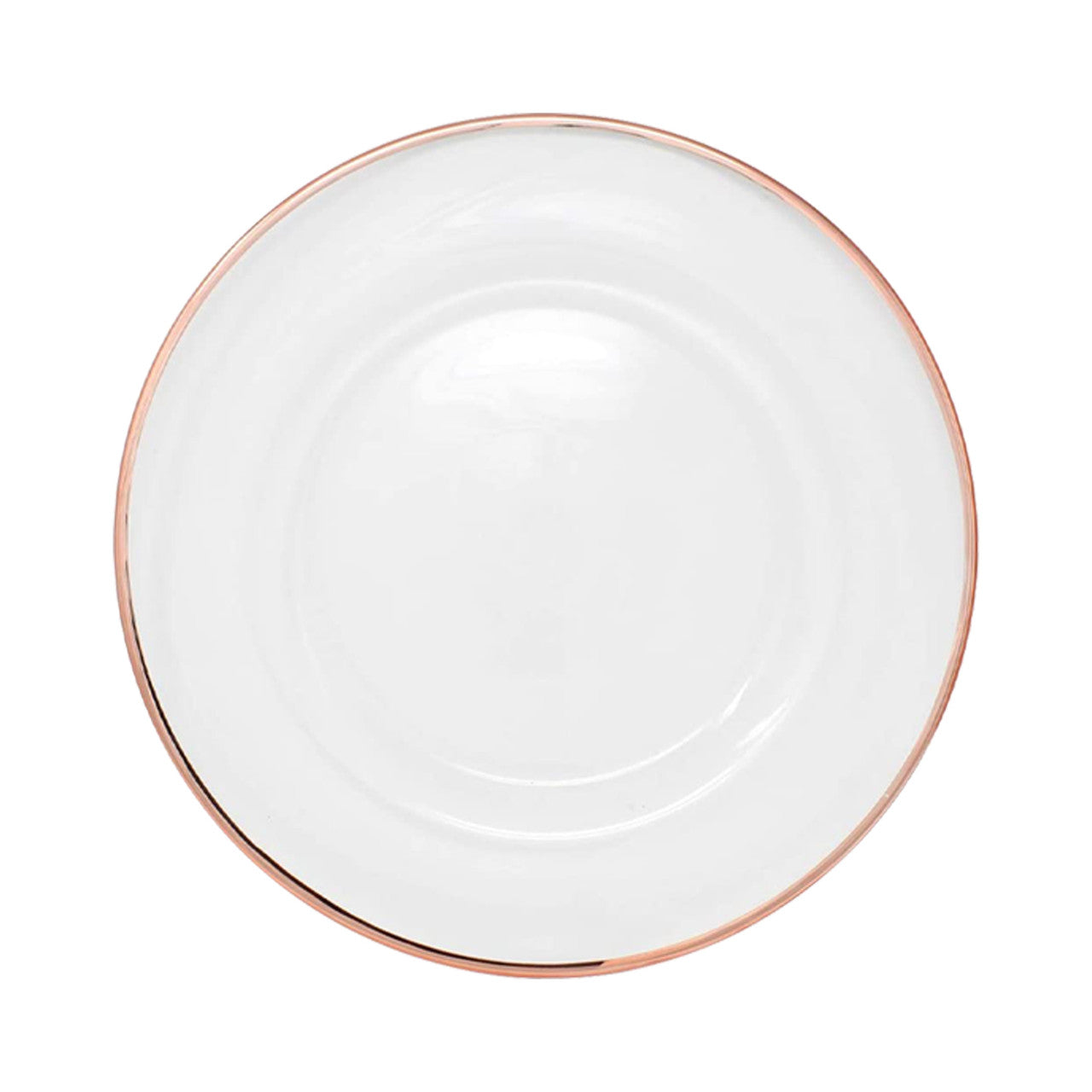 13" Round Charger Plate - Clear with Rose Gold Trim