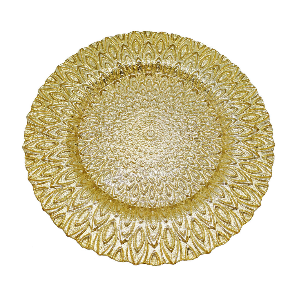Round Charger Plate - Peacock Gold x 6
