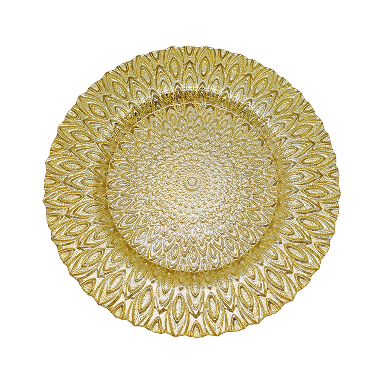 13" Round Charger Plate - Peacock Gold