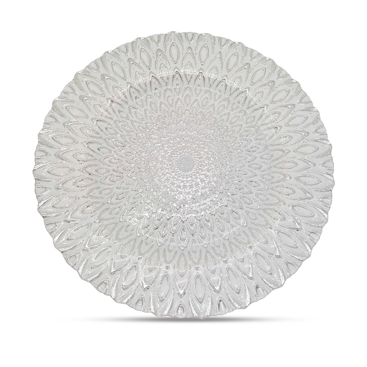 13" Round Charger Plate - Peacock Silver