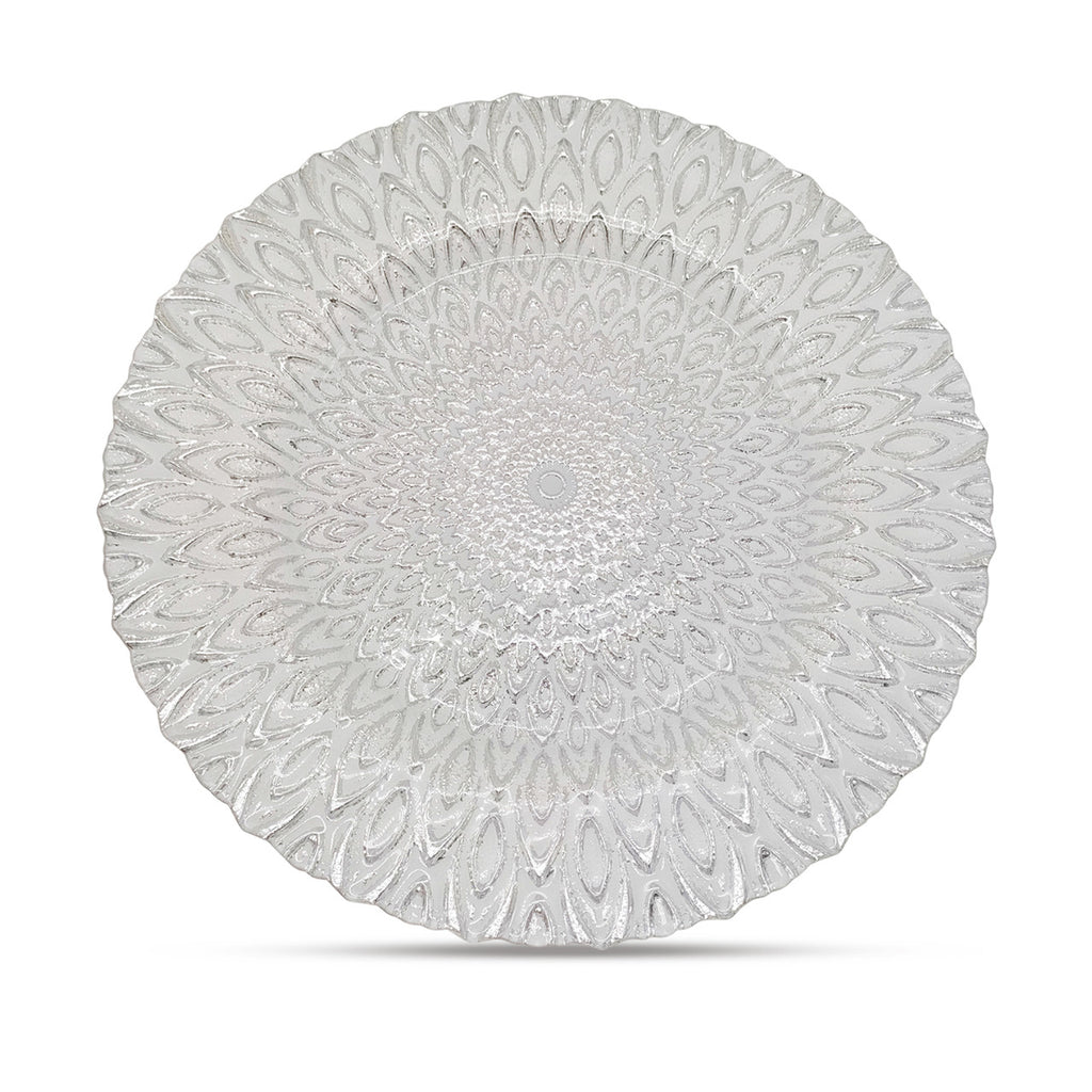 13" Round Charger Plate - Peacock Silver