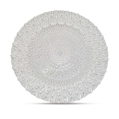 13" Round Charger Plate - Peacock Silver
