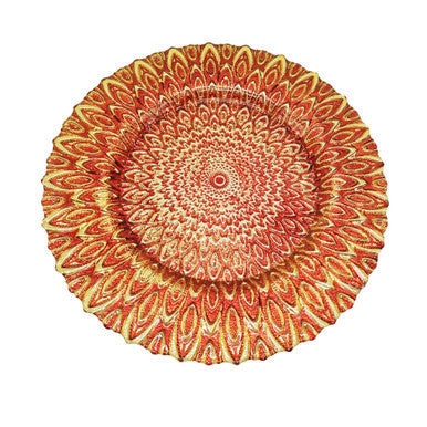 13" Round Charger Plate - Peacock Red