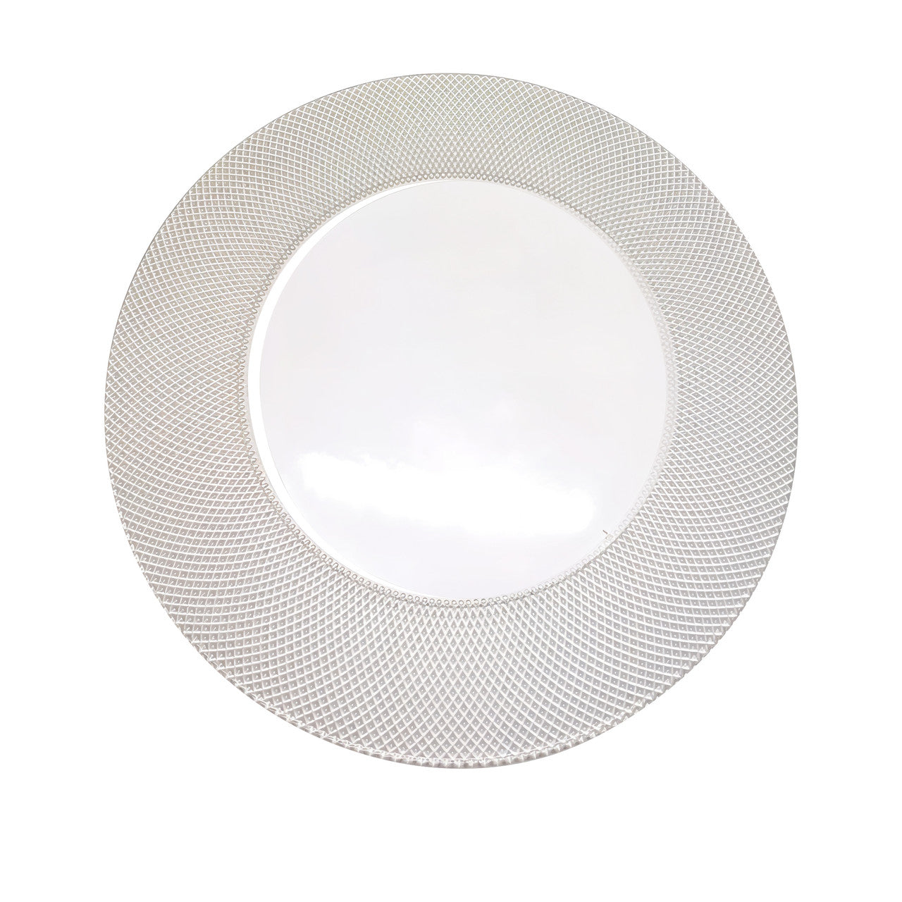 Round Charger Plate - Checkered Silver x 6