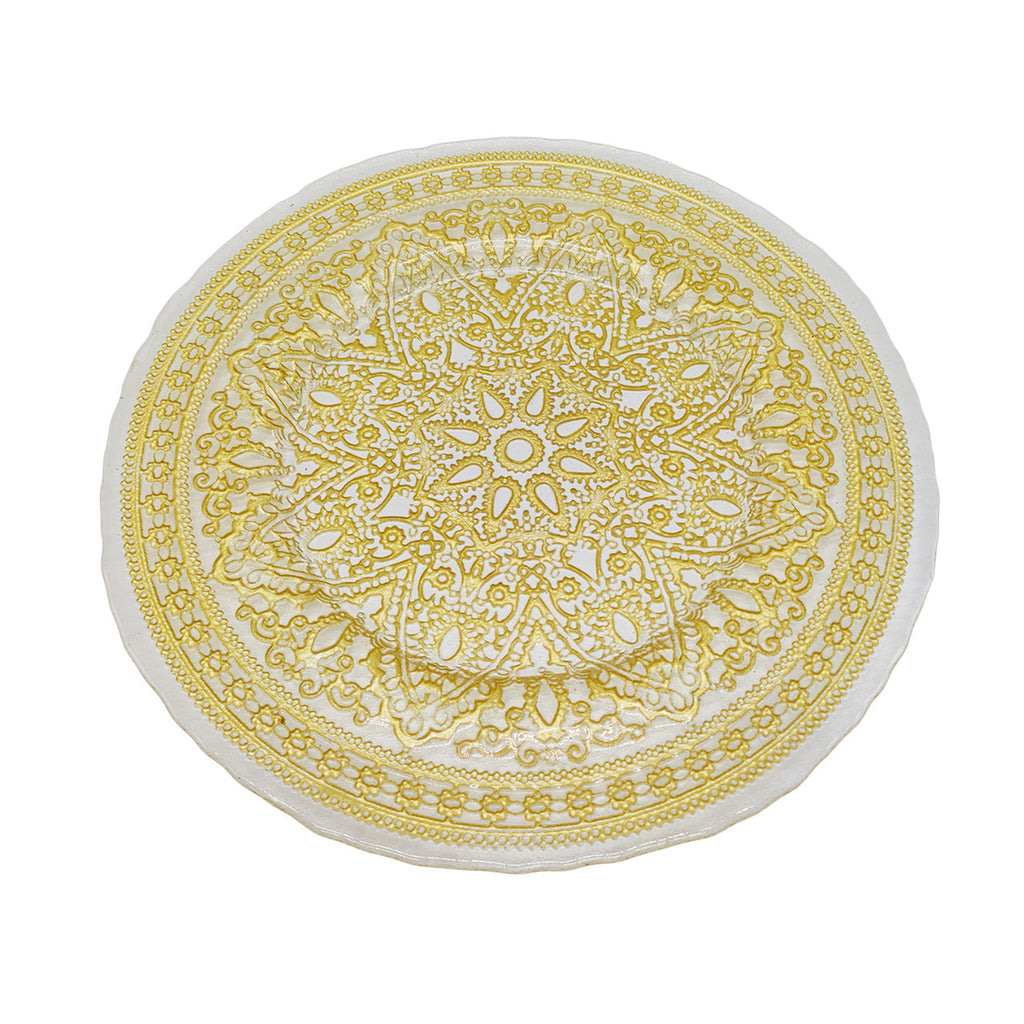 13" Round Charger Plate - Mandala Flower Gold
