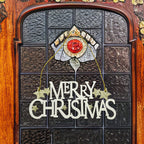 Merry Christmas Plaque Door Hanging Sign - Gold Glitter Star